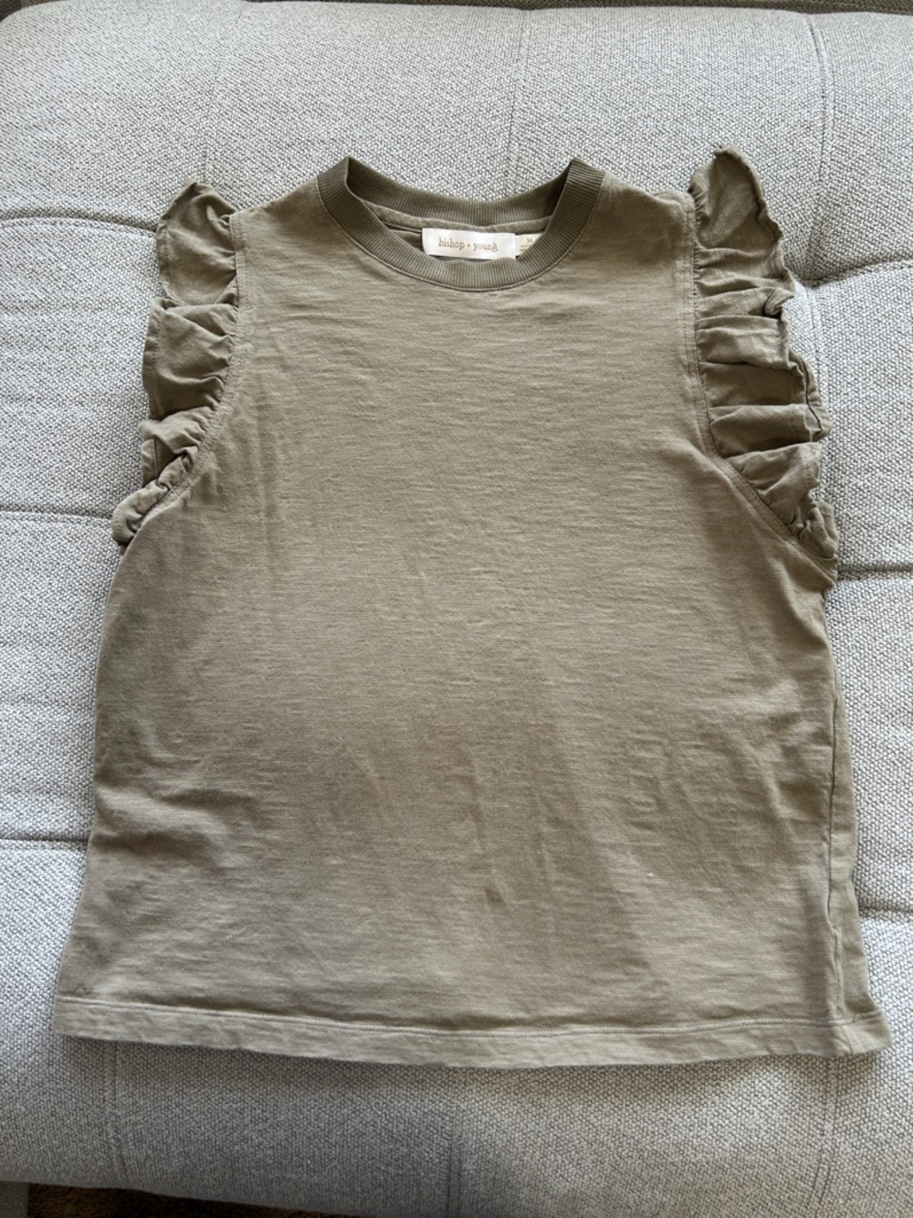 bishop + young Olive Ruffle Sleeve Tank Top